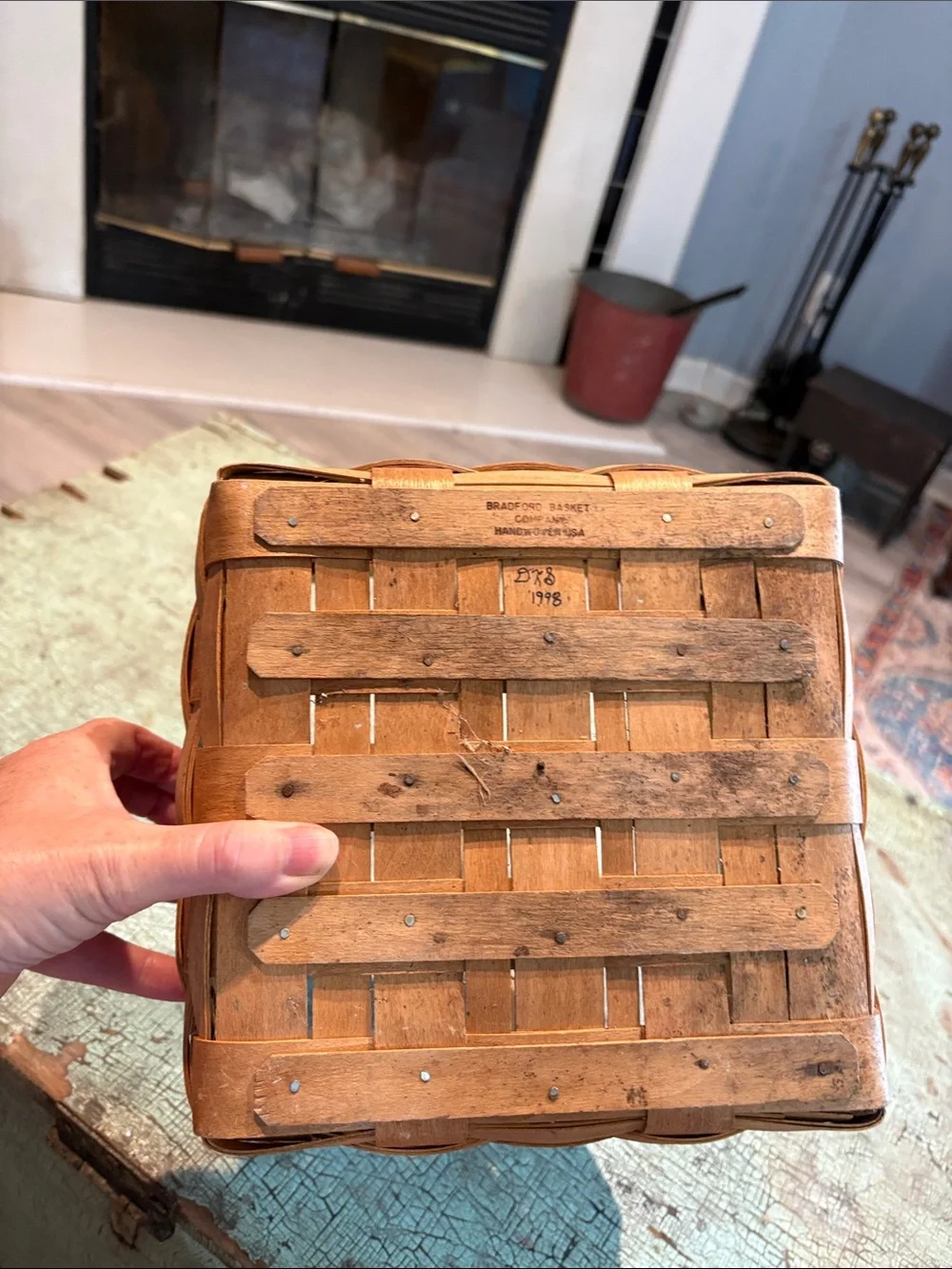 Bradford Basket Co Handwoven 1998 Single Handle Basket USA